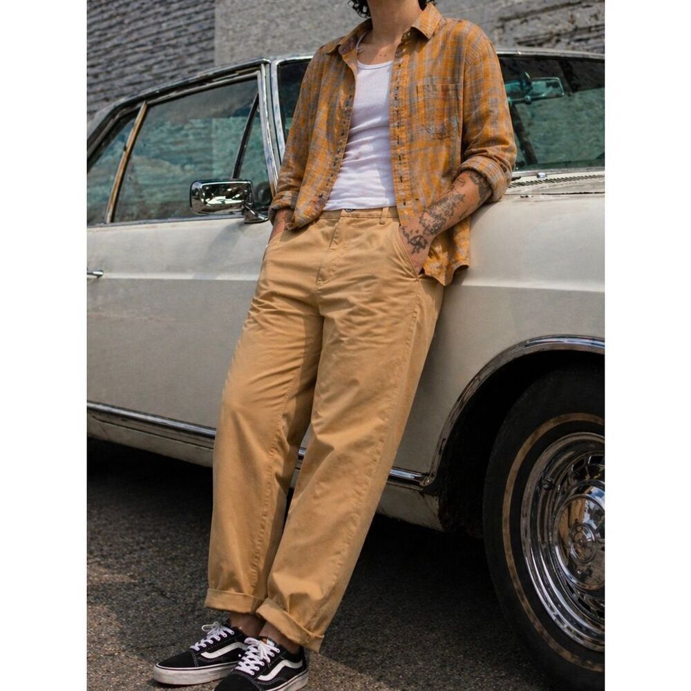 Wildfang Essential Trouser Camel Cropped Chino Pants Size 16 NWT
